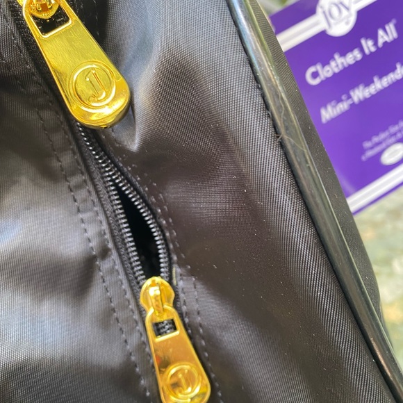 Joy Mangano Clothes It All Black Nylon and Gold Hardware Mini Weekender NWT - Picture 12 of 16